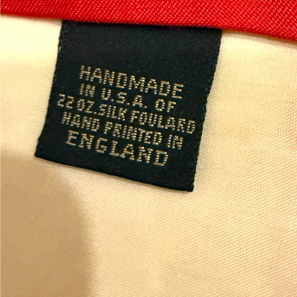 Barney’s New York Red Navy Dot Silk Tie Necktie - Picture 4 of 5